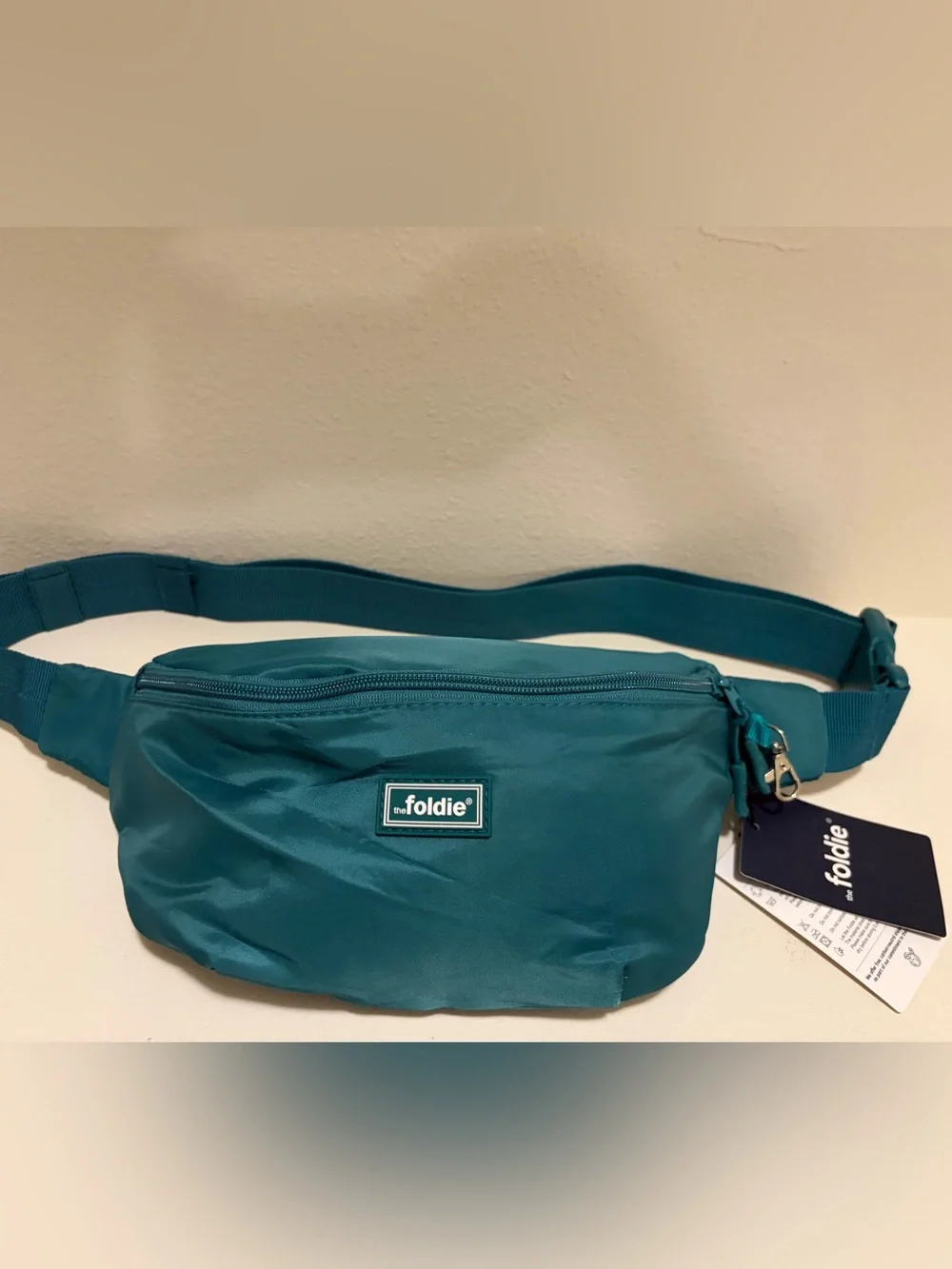 The Foldie Teal Waist Crossbody Bag RFID Blocking Travel Hand Free NWT